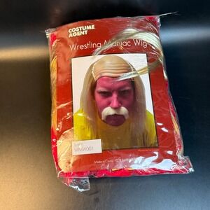 Costume Hulk Hogan Wrestling Maniac Wig‎ Red Blonde Synthetic Hair Halloween